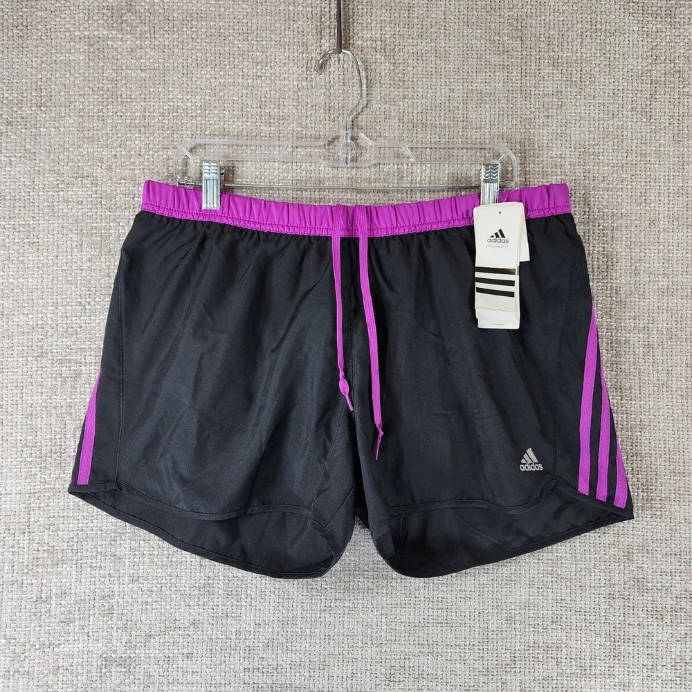 Adidas Response Climalite Lined Athletic Short Womens L Black Raspberry 34x4 NWT